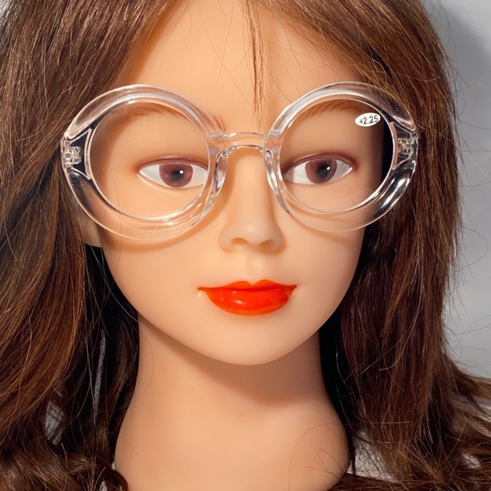 1061 Fern Oversized 2.25 Reading Glasses Readers Round Clear Frames NWT